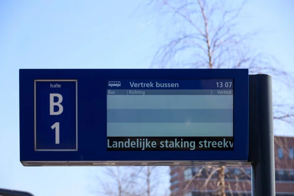 Pusta Tablica Odlotów Powodu Strajku Transportu Publicznego Zwolle Holandii — Zdjęcie stockowe
