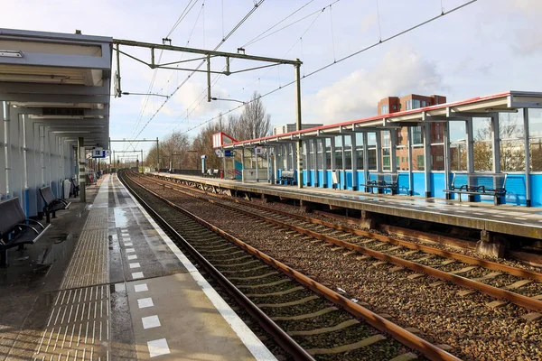 Платформы Железнодорожные Пути Вокзале Nieuwerkerk Aan Den Ijssel Нидерландах — стоковое фото