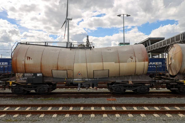 Chemical Tank Wagons Cargo Trains Stored Train Station Lage Zwaluwe — Stock Photo, Image