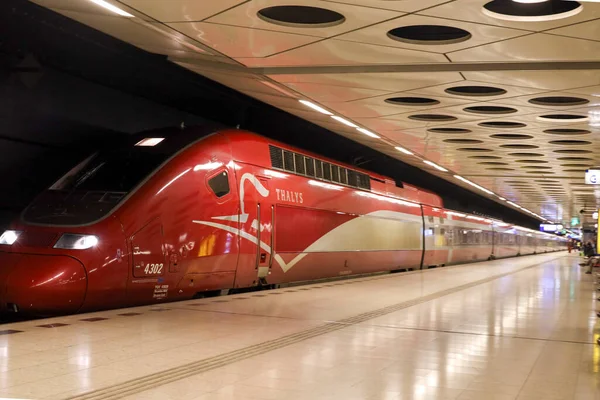 Thalys International Train Amsterdam Paris Platform Station Schiphol Airport Amsterdam — Stock Photo, Image