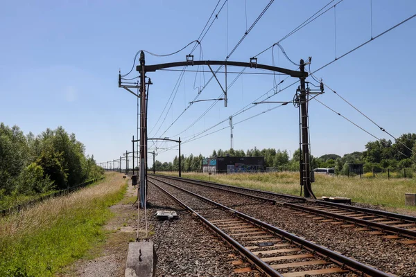Eisenbahnstrecke Zwischen Dordrecht Und Breda Den Niederlanden — Stockfoto