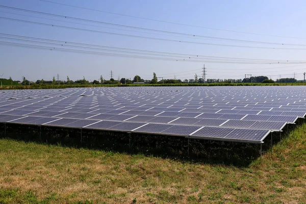 Solar Panels Field Power Plant Hessenweg Zwolle Netherlands — Stock Photo, Image
