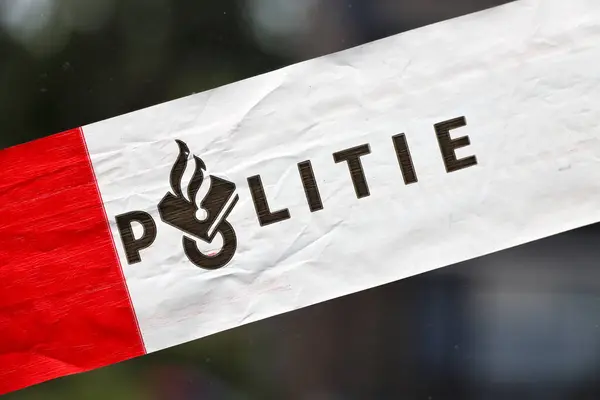 Κόκκινη Και Λευκή Ταινία Της Ολλανδικής Αστυνομίας Politie Περιστατικό Στην Φωτογραφία Αρχείου