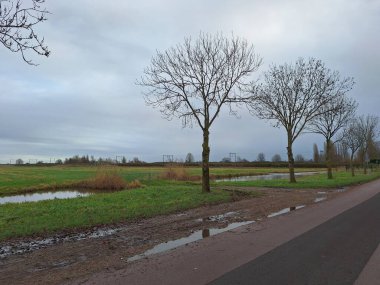 Fields in the Zuidplaspolder at Nieuwerkerk where municipality Zuidplas planned a refugee Shelter in future clipart