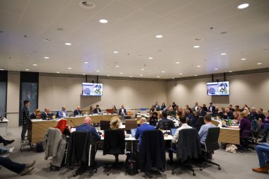 Meeting of the official municipal council and children's council of the municipality of Zuidplas the Netherlands clipart