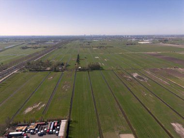 Fields of the newly built village of Cortelande in the Zuidplaspolder in the Netherlands