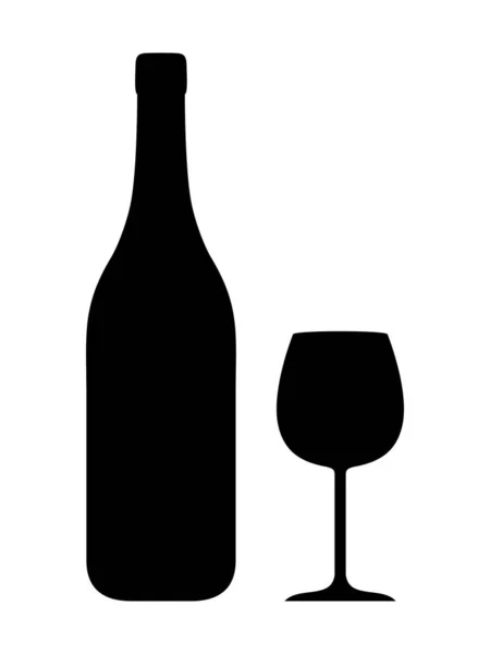 Una Botella Vino Una Copa Vino Aislados Sobre Fondo Blanco — Vector de stock