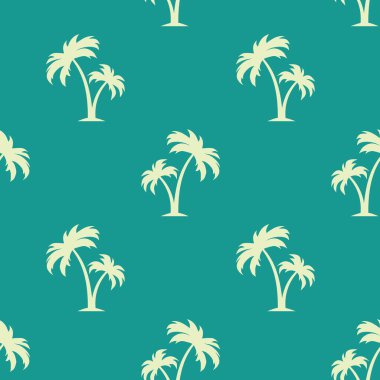 Palmiye ağaçlarıyla yeşil, pürüzsüz desen. Vektör illüstrasyonu