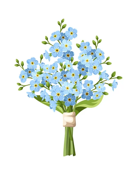 Frühlingsstrauß Aus Blauen Vergissmeinnicht Blumen Isoliert Auf Weißem Hintergrund Vektorillustration — Stockvektor