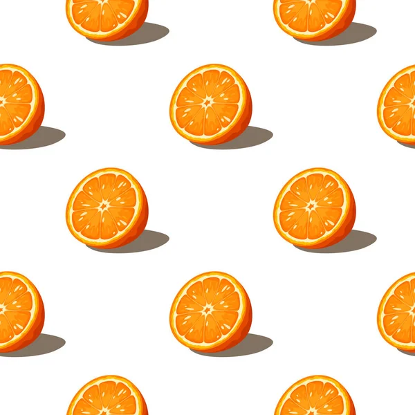 白い背景にオレンジ色の果実とシームレスなパターン ベクターイラスト — ストックベクタ