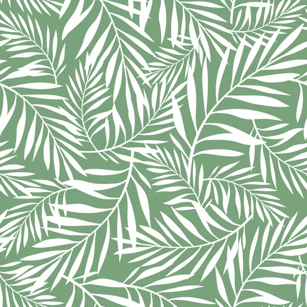 Πράσινο Και Λευκό Λουλούδι Απρόσκοπτη Μοτίβο Φύλλα Φοίνικα Διάνυσμα Τροπικού — Διανυσματικό Αρχείο