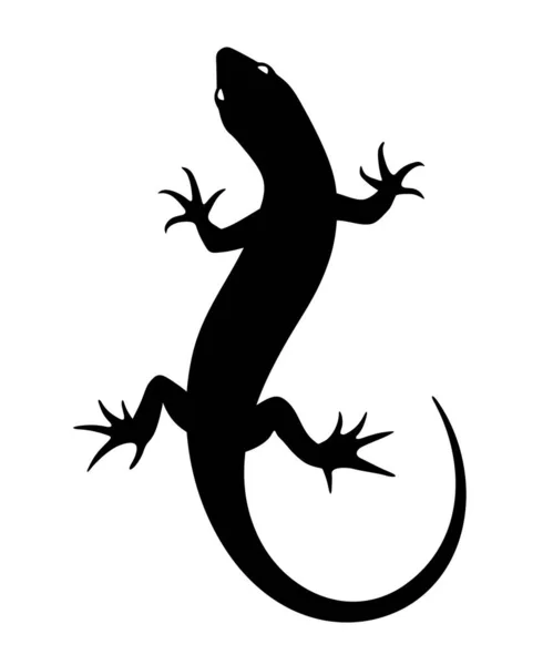 Black Silhouette Lizard Isolated White Background Vector Illustration — Stock Vector