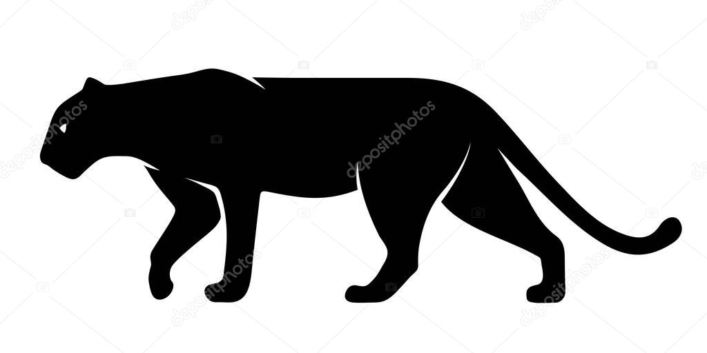 Panther. Vector black silhouette isolated on a white background