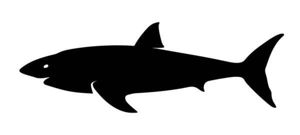 白地に隔離されたサメの黒いシルエット ベクターイラスト — ストックベクタ