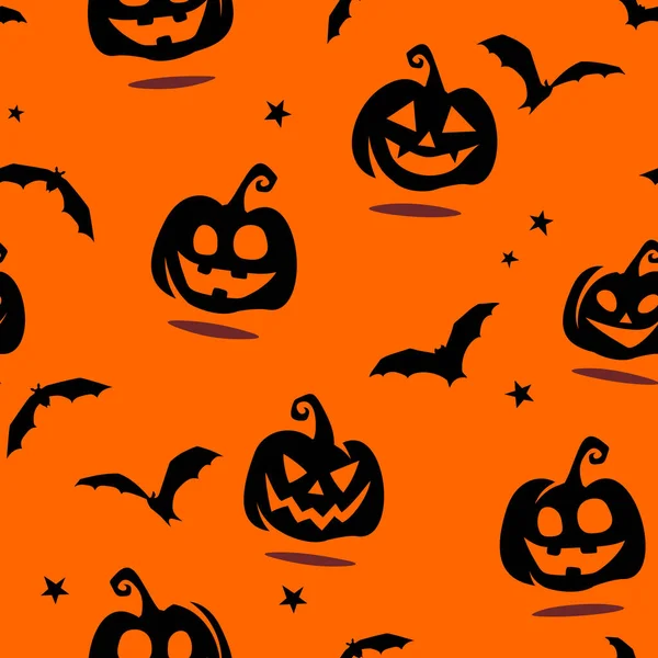 Patrón Sin Costuras Halloween Con Jack Lanterns Calabazas Halloween Murciélagos — Archivo Imágenes Vectoriales