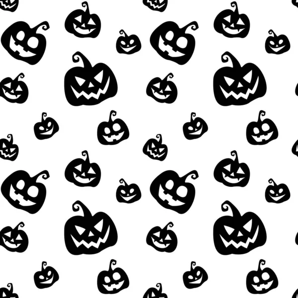 Halloween Zökkenőmentes Minta Jack Lámpások Halloween Sütőtök Vektor Fekete Fehér — Stock Vector