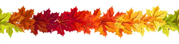 无缝隙的边疆 有红色 棕色和紫色的秋天枫叶 矢量说明 — 图库矢量图片