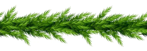 緑のモミの枝とクリスマスの水平シームレスな境界 ベクターイラスト — ストックベクタ