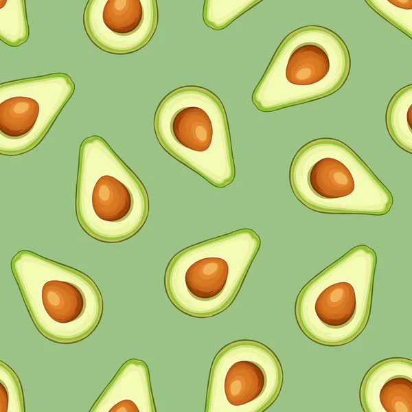 Avocado Slices Green Background Vector Seamless Pattern — Stock Vector