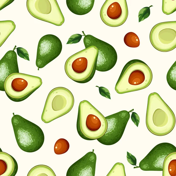 Seamless Pattern Avocado Fruit White Background Vector Illustration — Stock Vector