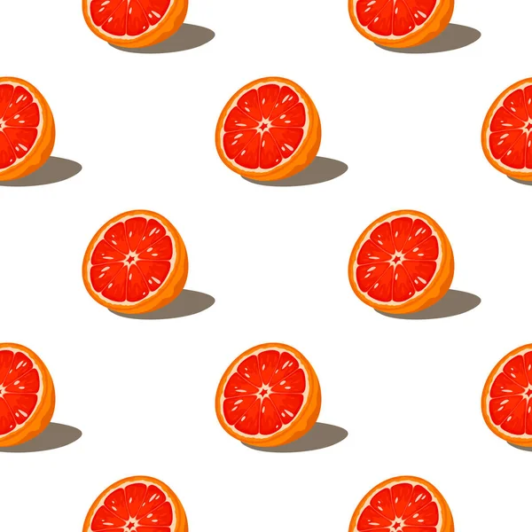 Bezproblémový Vzor Grapefruitem Bílém Pozadí Vektorové Hladké Pozadí — Stockový vektor