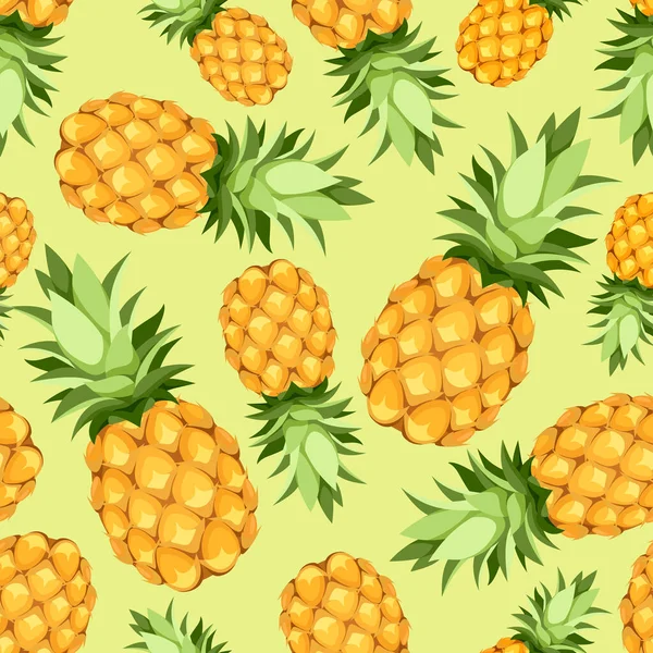 Tropical Seamless Pattern Pineapple Fruit Green Background Vector Seamless Background — Stock Vector