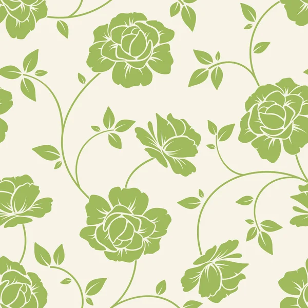 Patrón Floral Sin Costuras Con Flores Verdes Sobre Fondo Beige — Archivo Imágenes Vectoriales