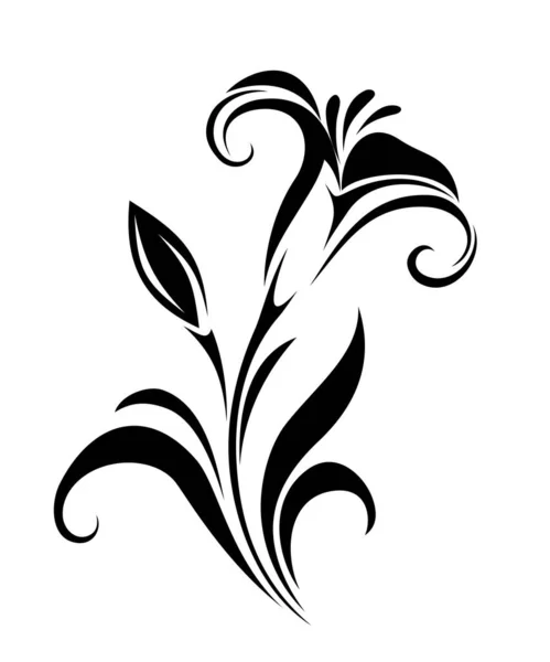 Lilienblüte Schwarze Silhouette Von Lilienblüten Isoliert Auf Weißem Hintergrund Vektorillustration — Stockvektor