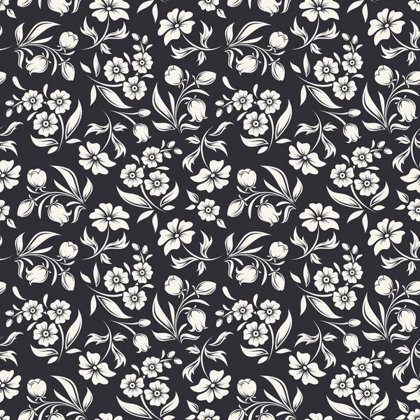 Patrón Floral Sin Costuras Con Flores Vector Púrpura Blanco Vintage — Vector de stock