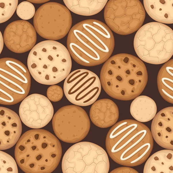 Fond Sans Couture Avec Des Biscuits Sur Fond Brun Illustration — Image vectorielle