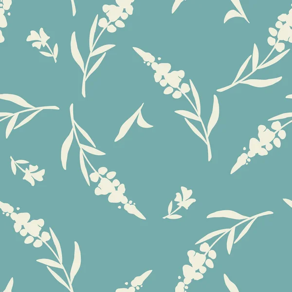 Nahtloses Blumenmuster Mit Lupinenblüten Vector Blau Weißer Blumendruck — Stockvektor