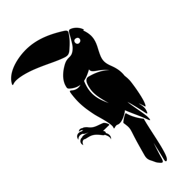 Toucan bird. Black silhouette of an exotic toucan bird isolated on a white background. Vector illustration