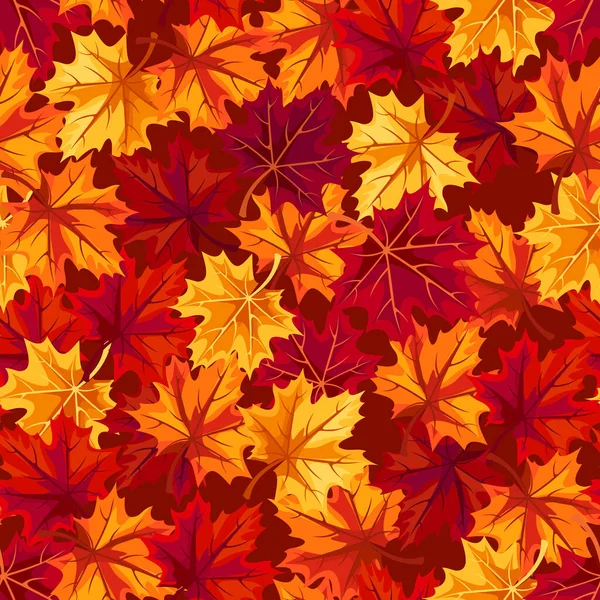 Herbstnahtloses Muster Mit Roten Orangen Und Gelben Ahornblättern Vektorherbstdruck — Stockvektor