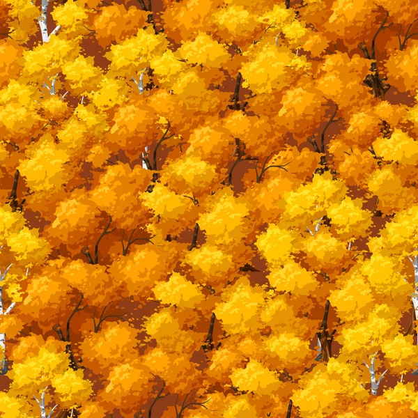 Бесшовный Узор Осенним Лесом Векторный Шрифт Оранжевыми Желтыми Осенними Деревьями — стоковый вектор
