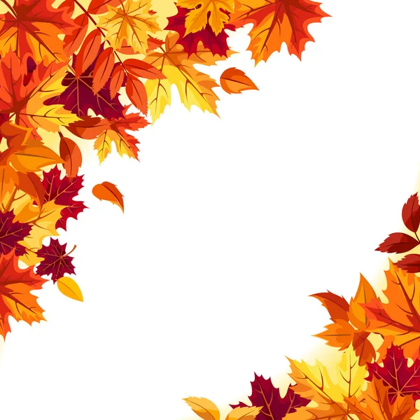 Podzimní Rohové Pozadí Červenými Oranžovými Hnědými Žlutými Podzimními Listy Vektorová Royalty Free Stock Vektory