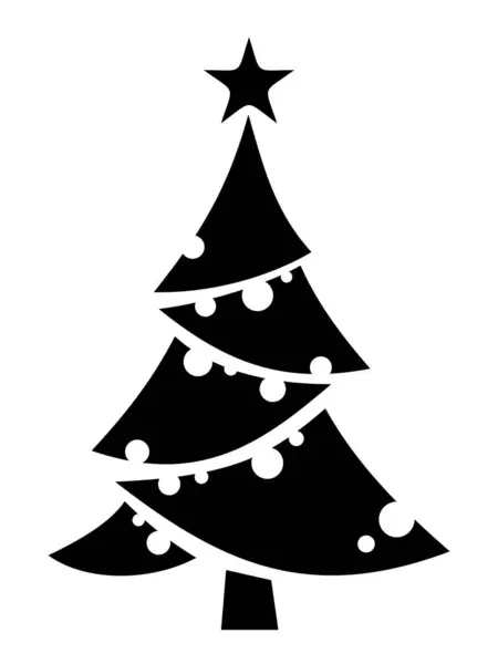 Vánoční Stromek Černá Silueta Vánočního Stromku Izolovaného Bílém Pozadí Vektorová Stock Vektory