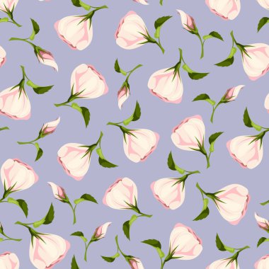 Pembe arkaplanda çiçek desenleri olan kusursuz bir çiçek deseni. Vektör çiçek izi