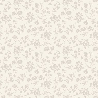 Küçük çiçekler ve yapraklarla bej desenli çiçek deseni. Vektör vintage çiçek deseni