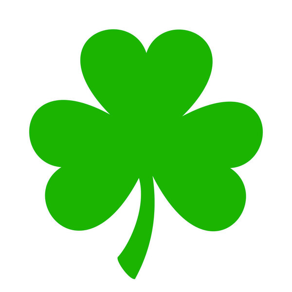 Зеленый лист трилистника (лист клевера) изолирован на белом фоне. День святого Патрика трилистник. Символ Ирландии. Векторная иллюстрация