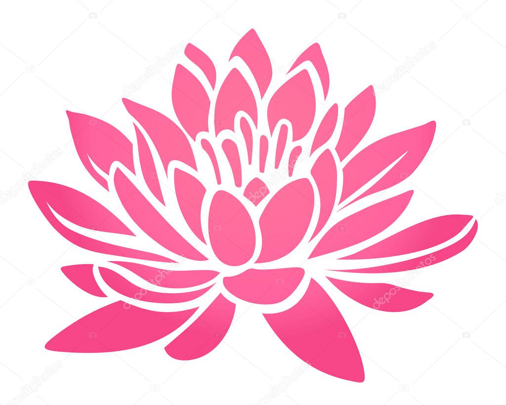 Pink lotus flower silhouette isolated on a white background. Vector illustration