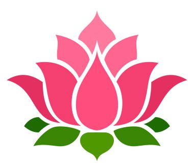 Beyaz arka planda izole edilmiş pembe nilüfer çiçeği. Lotus çiçeği silueti. Vektör illüstrasyonu