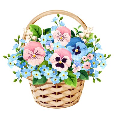 Pembe ve mavi nonoş ve arka planda izole edilmiş bir sepetteki 