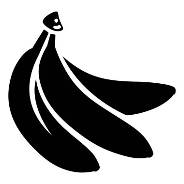 Beyaz arka planda izole edilmiş üç muz sürüsü. Muz meyvesinin siyah silueti. Vektör illüstrasyonu