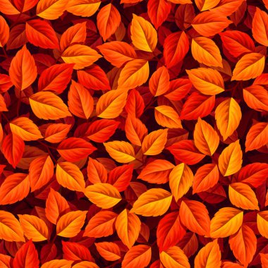 Sonbahar, kırmızı ve turuncu yapraklı pürüzsüz desen. Vektör sonbahar pürüzsüz yazdırma