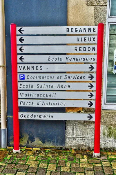 Allaire Fransa Ekim 2022 Eski Köyde Yol Tabelası — Stok fotoğraf