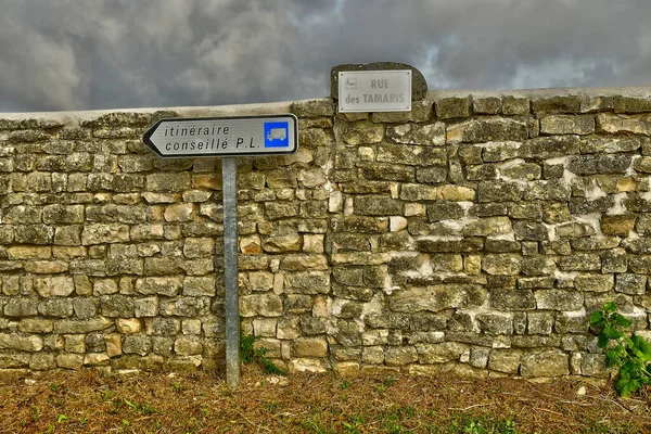 Święta Maria Francja Października 2022 Kamienny Mur Malowniczej Wiosce — Zdjęcie stockowe