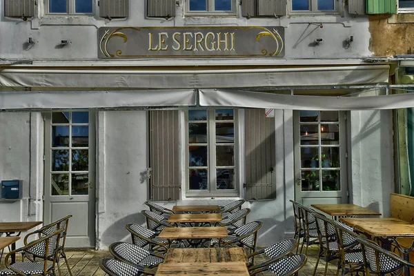 stock image Saint Martin de Re; France - october 25 2022 : restaurant in the picturesque city