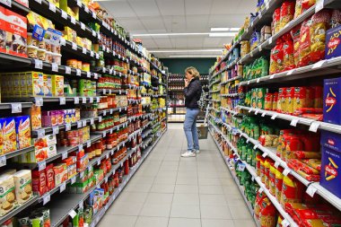 Sainte Marie de Re; France - october 25 2022 : a supermarket in the picturesque village  clipart