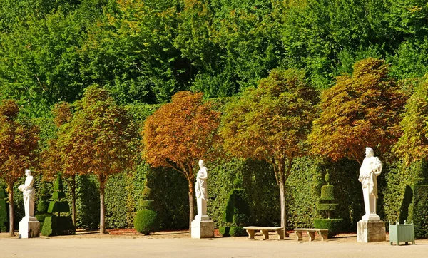 stock image Versailles; France - august 19 2022 : marble statue in the castle park