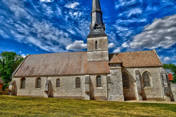 Hondouville Francja Sierpień 2022 Kościół Saturnina Centrum Wsi — Zdjęcie stockowe